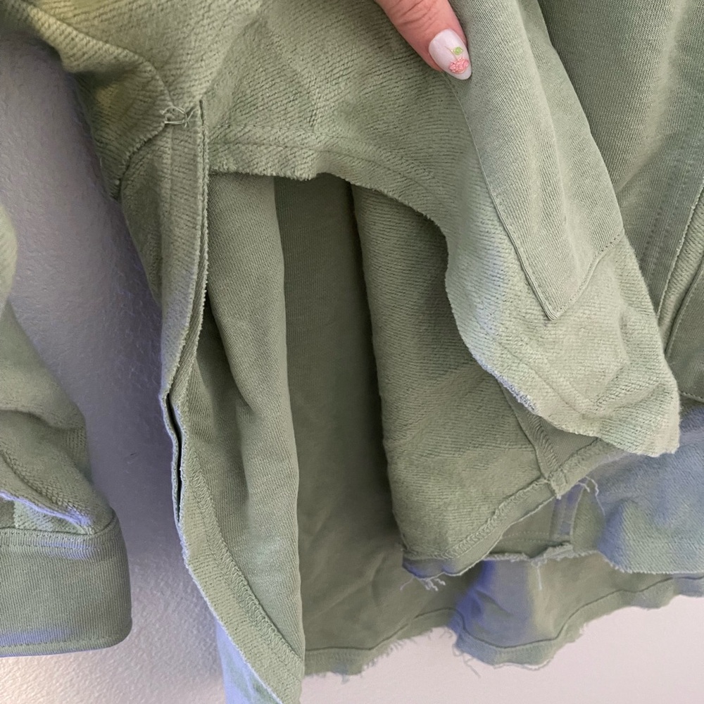 Olive Green Women's Oversized Hoodie with Button Accents - Picture 10 of 10